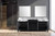 Lexora -  Zilara 84" Black  Grey Double Vanity - Castle Grey Marble Tops - White Square Sinks -  34" Frameless Mirrors - LZ342284DLISM34