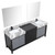 Lexora -  Zilara 84" Black  Grey Double Vanity - Castle Grey Marble Tops - White Square Sinks - Cascata Nera Matte Black Faucet Set -  34" Frameless Mirrors - LZ342284DLISM34FCM