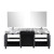 Lexora -  Zilara 84" Black  Grey Double Vanity - Castle Grey Marble Tops - White Square Sinks - Monte Chrome Faucet Set -  34" Frameless Mirrors - LZ342284DLISM34FMC