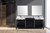 Lexora -  Zilara 84" Black  Grey Double Vanity - Castle Grey Marble Tops - White Square Sinks - Balzani Gun Metal Faucet Set -  34" Frameless Mirrors - LZ342284DLISM34FBG