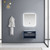 Lexora -  Geneva 30" Navy Blue Single Vanity - White Carrara Marble Top - White Square Sink  30" LED Mirror w/ Faucet - LG192230DEDSLM30F