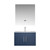 Lexora -  Geneva 30" Navy Blue Single Vanity - White Carrara Marble Top - White Square Sink  30" LED Mirror w/ Faucet - LG192230DEDSLM30F