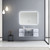 Lexora -  Geneva 48" Glossy White Single Vanity - White Carrara Marble Top - White Square Sink  48" LED Mirror w/ Faucet - LG192248DMDSLM48F