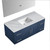 Lexora -  Geneva 48" Navy Blue Single Vanity - White Carrara Marble Top - White Square Sink  48" LED Mirror - LG192248DEDSLM48
