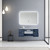 Lexora -  Geneva 48" Navy Blue Single Vanity - White Carrara Marble Top - White Square Sink  48" LED Mirror - LG192248DEDSLM48