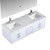 Lexora -  Geneva 60" Glossy White Double Vanity - White Carrara Marble Top - White Square Sinks  60" LED Mirror w/ Faucets - LG192260DMDSLM60F