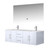 Lexora -  Geneva 60" Glossy White Double Vanity - White Carrara Marble Top - White Square Sinks  60" LED Mirror w/ Faucets - LG192260DMDSLM60F