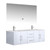 Lexora -  Geneva 60" Glossy White Double Vanity - White Carrara Marble Top - White Square Sinks  60" LED Mirror w/ Faucets - LG192260DMDSLM60F