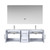 Lexora -  Geneva 60" Glossy White Double Vanity - White Carrara Marble Top - White Square Sinks  60" LED Mirror w/ Faucets - LG192260DMDSLM60F