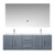 Lexora -  Geneva 60" Dark Grey Double Vanity - White Carrara Marble Top - White Square Sinks  60" LED Mirror w/ Faucets - LG192260DBDSLM60F