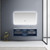 Lexora -  Geneva 60" Navy Blue Double Vanity - White Carrara Marble Top - White Square Sinks  60" LED Mirror - LG192260DEDSLM60