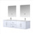 Lexora -  Geneva 72" Glossy White Double Vanity - White Carrara Marble Top - White Square Sinks  30" LED Mirrors w/ Faucets - LG192272DMDSLM30F