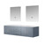 Lexora -  Geneva 72" Dark Grey Double Vanity - White Carrara Marble Top - White Square Sinks  30" LED Mirrors - LG192272DBDSLM30