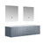 Lexora -  Geneva 72" Dark Grey Double Vanity - White Carrara Marble Top - White Square Sinks  30" LED Mirrors - LG192272DBDSLM30