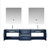 Lexora -  Geneva 72" Navy Blue Double Vanity - White Carrara Marble Top - White Square Sinks  30" LED Mirrors w/ Faucets - LG192272DEDSLM30F