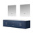 Lexora -  Geneva 72" Navy Blue Double Vanity - White Carrara Marble Top - White Square Sinks  30" LED Mirrors - LG192272DEDSLM30