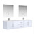 Lexora -  Geneva 80" Glossy White Double Vanity - White Carrara Marble Top - White Square Sinks  30" LED Mirrors w/ Faucets - LG192280DMDSLM30F