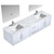 Lexora -  Geneva 80" Glossy White Double Vanity - White Carrara Marble Top - White Square Sinks  30" LED Mirrors w/ Faucets - LG192280DMDSLM30F