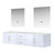 Lexora -  Geneva 80" Glossy White Double Vanity - White Carrara Marble Top - White Square Sinks  30" LED Mirrors - LG192280DMDSLM30