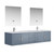 Lexora -  Geneva 80" Dark Grey Double Vanity - White Carrara Marble Top - White Square Sinks  30" LED Mirrors w/ Faucets - LG192280DBDSLM30F