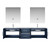 Lexora -  Geneva 80" Navy Blue Double Vanity - White Carrara Marble Top - White Square Sinks  30" LED Mirrors w/ Faucets - LG192280DEDSLM30F
