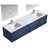 Lexora -  Geneva 80" Navy Blue Double Vanity - White Carrara Marble Top - White Square Sinks  30" LED Mirrors w/ Faucets - LG192280DEDSLM30F