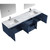 Lexora -  Geneva 80" Navy Blue Double Vanity - White Carrara Marble Top - White Square Sinks  30" LED Mirrors w/ Faucets - LG192280DEDSLM30F