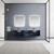 Lexora -  Geneva 80" Navy Blue Double Vanity - White Carrara Marble Top - White Square Sinks  30" LED Mirrors w/ Faucets - LG192280DEDSLM30F