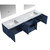 Lexora -  Geneva 80" Navy Blue Double Vanity - White Carrara Marble Top - White Square Sinks  30" LED Mirrors - LG192280DEDSLM30