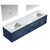 Lexora -  Geneva 80" Navy Blue Double Vanity - White Carrara Marble Top - White Square Sinks  30" LED Mirrors - LG192280DEDSLM30