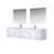 Lexora -  Geneva 84" Glossy White Double Vanity - White Carrara Marble Top - White Square Sinks  36" LED Mirrors w/ Faucets - LG192284DMDSLM36F