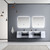 Lexora -  Geneva 84" Glossy White Double Vanity - White Carrara Marble Top - White Square Sinks  36" LED Mirrors w/ Faucets - LG192284DMDSLM36F