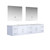 Lexora -  Geneva 84" Glossy White Double Vanity - White Carrara Marble Top - White Square Sinks  36" LED Mirrors - LG192284DMDSLM36