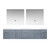 Lexora -  Geneva 84" Dark Grey Double Vanity - White Carrara Marble Top - White Square Sinks  36" LED Mirrors - LG192284DBDSLM36