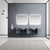 Lexora -  Geneva 84" Dark Grey Double Vanity - White Carrara Marble Top - White Square Sinks  36" LED Mirrors - LG192284DBDSLM36