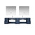 Lexora -  Geneva 84" Navy Blue Double Vanity - White Carrara Marble Top - White Square Sinks  36" LED Mirrors w/ Faucets - LG192284DEDSLM36F