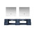 Lexora -  Geneva 84" Navy Blue Double Vanity - White Carrara Marble Top - White Square Sinks  36" LED Mirrors - LG192284DEDSLM36