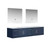 Lexora -  Geneva 84" Navy Blue Double Vanity - White Carrara Marble Top - White Square Sinks  36" LED Mirrors - LG192284DEDSLM36