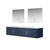 Lexora -  Geneva 84" Navy Blue Double Vanity - White Carrara Marble Top - White Square Sinks  36" LED Mirrors - LG192284DEDSLM36