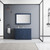 Lexora -  Dukes 48" Navy Blue Single Vanity - White Carrara Marble Top - White Square Sink  46" Mirror w/ Faucet - LD342248SEDSM46F