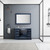 Lexora -  Dukes 48" Navy Blue Single Vanity - White Carrara Marble Top - White Square Sink  46" Mirror w/ Faucet - LD342248SEDSM46F