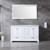 Lexora -  Dukes 60" White Double Vanity - White Carrara Marble Top - White Square Sinks  58" Mirror w/ Faucets - LD342260DADSM58F