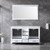 Lexora -  Dukes 60" White Double Vanity - White Carrara Marble Top - White Square Sinks  58" Mirror - LD342260DADSM58