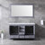 Lexora -  Dukes 60" Dark Grey Double Vanity - White Carrara Marble Top - White Square Sinks  58" Mirror - LD342260DBDSM58