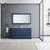 Lexora -  Dukes 60" Navy Blue Double Vanity - White Carrara Marble Top - White Square Sinks  58" Mirror w/ Faucets - LD342260DEDSM58F