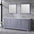 Lexora -  Dukes 84" Dark Grey Double Vanity - White Carrara Marble Top - White Square Sinks  34" Mirrors w/ Faucets - LD342284DBDSM34F