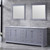 Lexora -  Dukes 84" Dark Grey Double Vanity - White Carrara Marble Top - White Square Sinks  34" Mirrors - LD342284DBDSM34