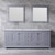 Lexora -  Dukes 84" Dark Grey Double Vanity - White Carrara Marble Top - White Square Sinks  34" Mirrors - LD342284DBDSM34