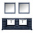 Lexora -  Dukes 84" Navy Blue Double Vanity - White Carrara Marble Top - White Square Sinks  34" Mirrors - LD342284DEDSM34