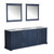 Lexora -  Dukes 84" Navy Blue Double Vanity - White Carrara Marble Top - White Square Sinks  34" Mirrors - LD342284DEDSM34